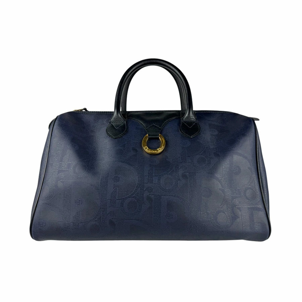 Christian Dior handbag Boston bag canvas Navy Blue